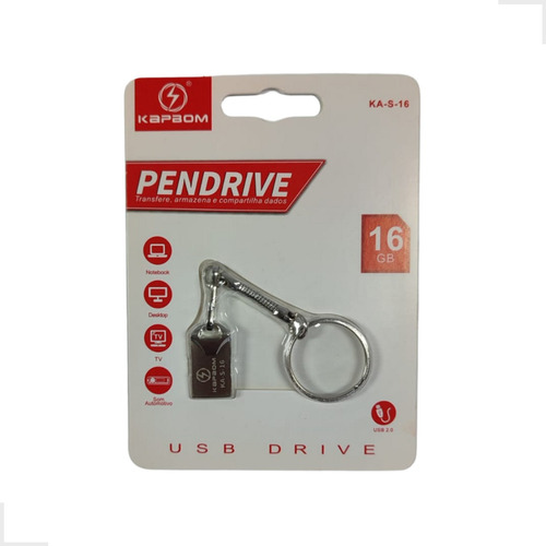 Kit 5 Pen-drive De 16 Gb Pen Max Usb 2.0 Pc/tv Cor Prateado