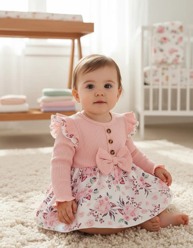 Vestido Para Recién Nacida Con Estampado Floral Y Diadema | MercadoLibre