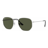 Lentes Rayban Hexagonal Flat Rb3548n Plateado Verde G15