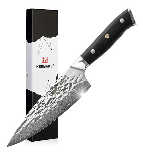 Cuchillo Cocina Hammered  Aus10 Japonés Damasco 165mm