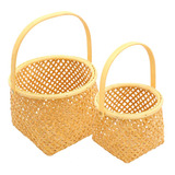 Cesta Com Alça Cor Palha Pães E Doces C16xl16,5xa13,5cm 1un Cor Amarelo