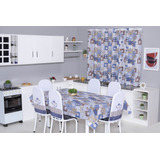 Jogo Cozinha Cortina/capa Cadeira/toalha Mesa P/ 8 Cadeiras