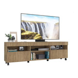 Rack Tv 65  Com Rodízios E 2 Portas Paris Multimóveis Rustic