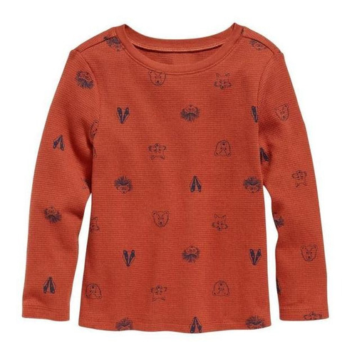 Polera Bebé Old Navy Manga Larga Con Estampado Naranja