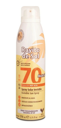 Protector Solar Rayito De Sol Fps70 Spray Invisible 