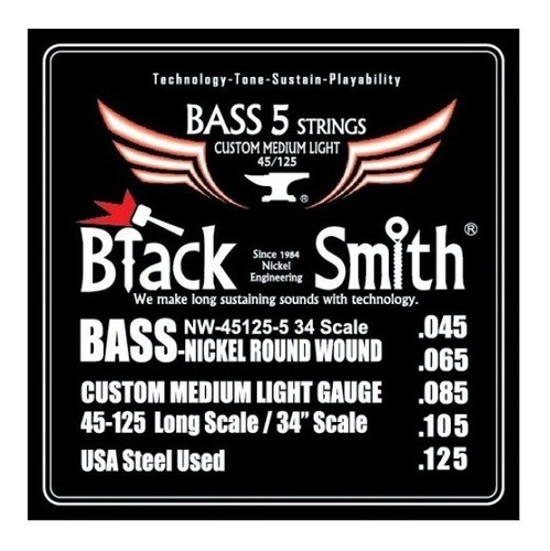 Encordado Blacksmith Bajo 5 Cuerdas Nw45125 045-125