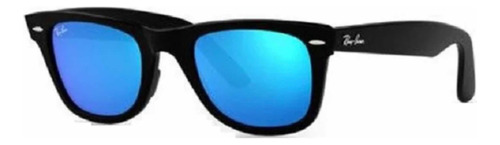 Lentes Ray Ban Wayfare Rb2140n Negro Brilloso Azul Espejo