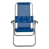 Cadeira De Praia Aluminio Reclinável Alta 5 Posições Cor Azul Royal