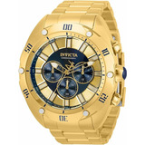 Relógio Invicta Venon Men's Quartz 33743 + Caixa Eua Cor Da Correia Branco Cor Do Bisel Branco C/ Preto Cor Do Fundo Dourado