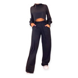 Pantalon Palazzo Oxford   Buzo Cuello Alto Conjunto Lanilla 