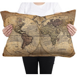 Cojin Almohada Mapa Mundial Vintage Diseño Artistico Calidad