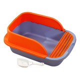 Caja De Arena Para Gatos Profunda Caja Azul Naranja Grande