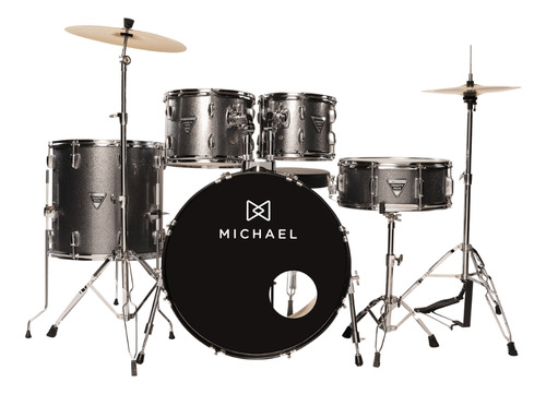 Bateria Acústica Michael Dmt222 Bumbo 22 Dark Gray Completa