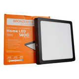 Painel Plafon 18w Sobrepor Teto Alumínio Home Led 21x21cm Quadrado Preto 6500k Branco Frio 110/220v Llumm Bronzearte