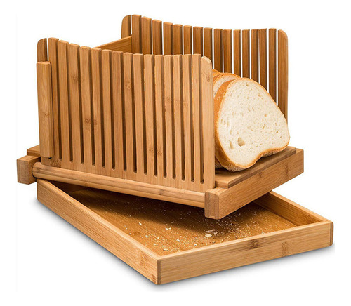 Cortador De Pan De Bambú Con Tabla De Cortar Plegable Ajusta