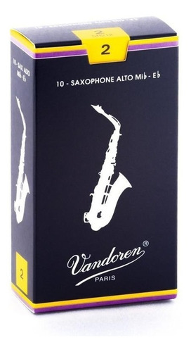 Palheta Vandoren Sax Alto Nº 2 Tradicional Caixa Com 10 Novo