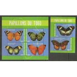 2014 Insectos- Mariposas- Rep Togo (2 Bloques) Mnh