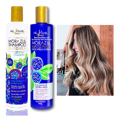 Nekane Shampoo + Mascarilla Mora Azul Matiza Rubios Canas