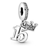 Dije Charm Pandora 15 Quinceaños Cumpleaños Plata Original