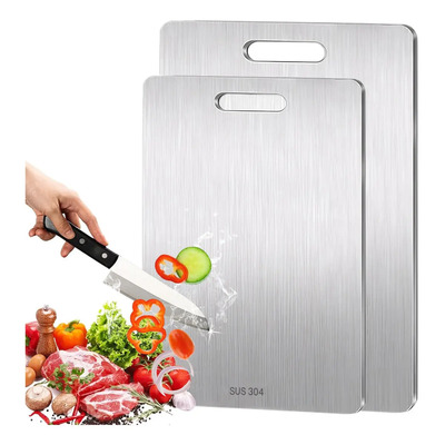 2 Pzs Tablas De Picar Cocina, Acero Inoxidable Antiadherente ,superficie Antibacterial Sin Marcas, Ideal Para Carne Pescado Frutas Fácil De Lavar Tablas De Picar De Titanio (34×23, 39×28cm) | MercadoLibre