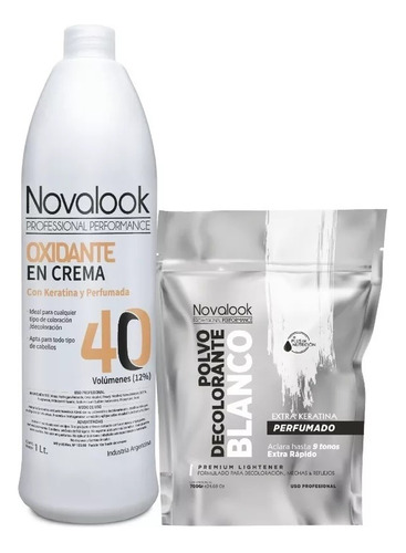 Oxidante 40 Vol Y Polvo Decolorante Blanco Combo X2 Novalook