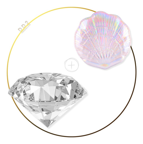 Diamante Cristales Decoracion 8cm + Plato Vidrio Tornasolado