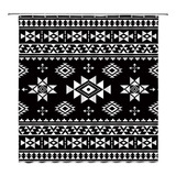 Huspwp Cortina De Ducha Azteca Negro Blanco Boho Tribal Suro