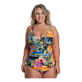 Maio Estampado Sem Bojo Cava Baixa Plus Size