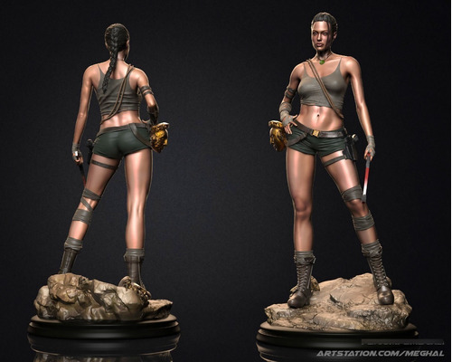 Tomb Raider Angelina Lara Croft + Nsfw Stl Obj Impresión 3d