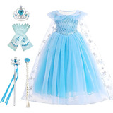 Disfraz De Princesa Con Lentejuelas Para Niñas De Elsa  Capa
