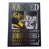 Poster Cuadrado One Piece, Wanted Roronoa Zoro - Negro