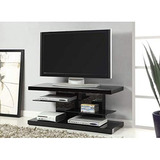 Mueble Para Tv Con Estantes De Vidrio Templado Color Negro.