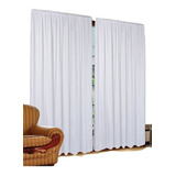 Juego De Cortinas Voile Nevado Riel Americano Larga Pack X 2