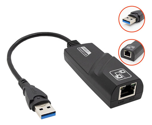 Adaptador Usb Ethernet 3.0 Gigabit 10/100/1000 Pc Notebook