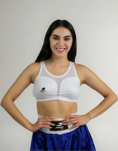 Sport Bra Fire Sports Top Copas Protector Pecho Mujer Blanco