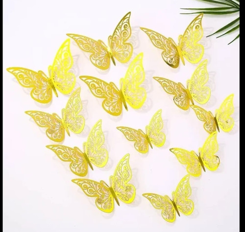 Mariposas Decorativas Troqueladas Adhesivo 3d X 12 Piezas