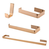 Kit Acessorios Banheiro Lavabo Quadrado 4 Peças Rose Gold