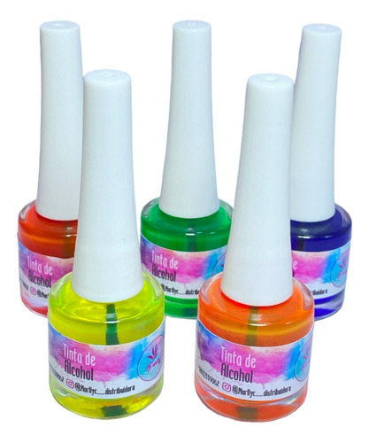 Kit Tinta Para Uñas X5 Und Colores Variados Nail Art 8 Ml