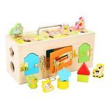 Rompecabezas De Bloques De Madera Lock Box Toy Para Bebés Mo