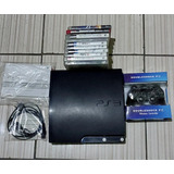 Playstation 3 Semi Novo Com 10 Jogos E Dois Controles.