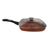 Sartén Parrilla Copper  Holstein Con Tapa De Vidrio Templado