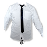 Camisa Colegial Cuello Corbata Blanca  Manga Larga