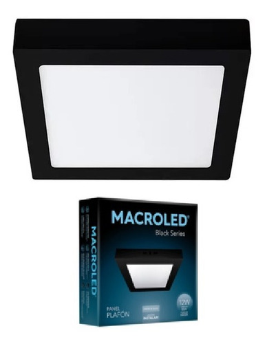 Panel Led Aplicar Plafon 12w Cuadrado Negro