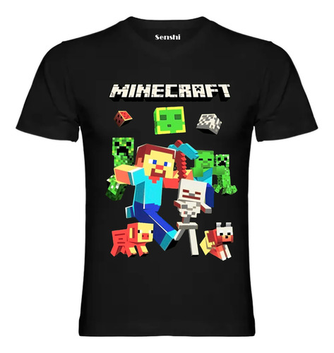 Polera Diseño Minecraft Estampado Dtf Cod 007