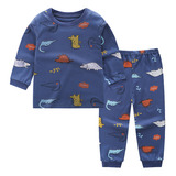 Conjunto 2pcs De Pijama Con Estampado Dinosaurio Para Bebés