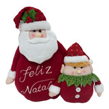 Bonecos Natalinos Dupla Placa  Feliz Natal  Em Pé Decoração