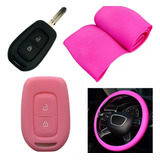 Cubre Volante + Funda Llave Silicona - Logan Duster - Rosa