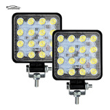 Kit 2 Farol Milha 16 Led 48w 12v/24v Quadrado Off-road 6000k