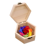 Caja Madera Para Anillo Joya Rosa Arcoíris Perfumada Color Amarillo