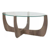 Mesa Ratona Charlotte Living Vidrio C/ Patas Madera Wengue